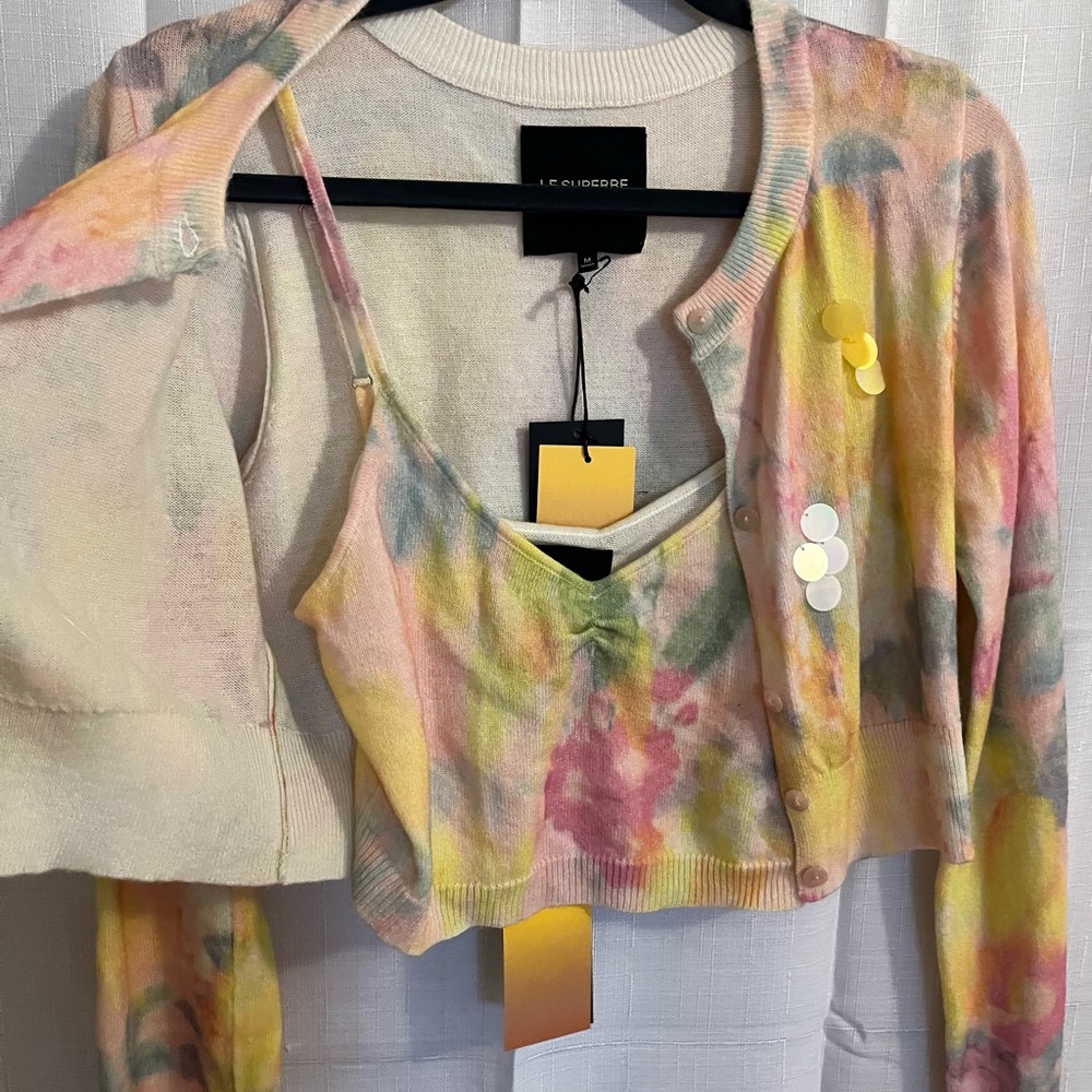 Colorful Women's Cardigan and Top Set - Picture 3 of 4